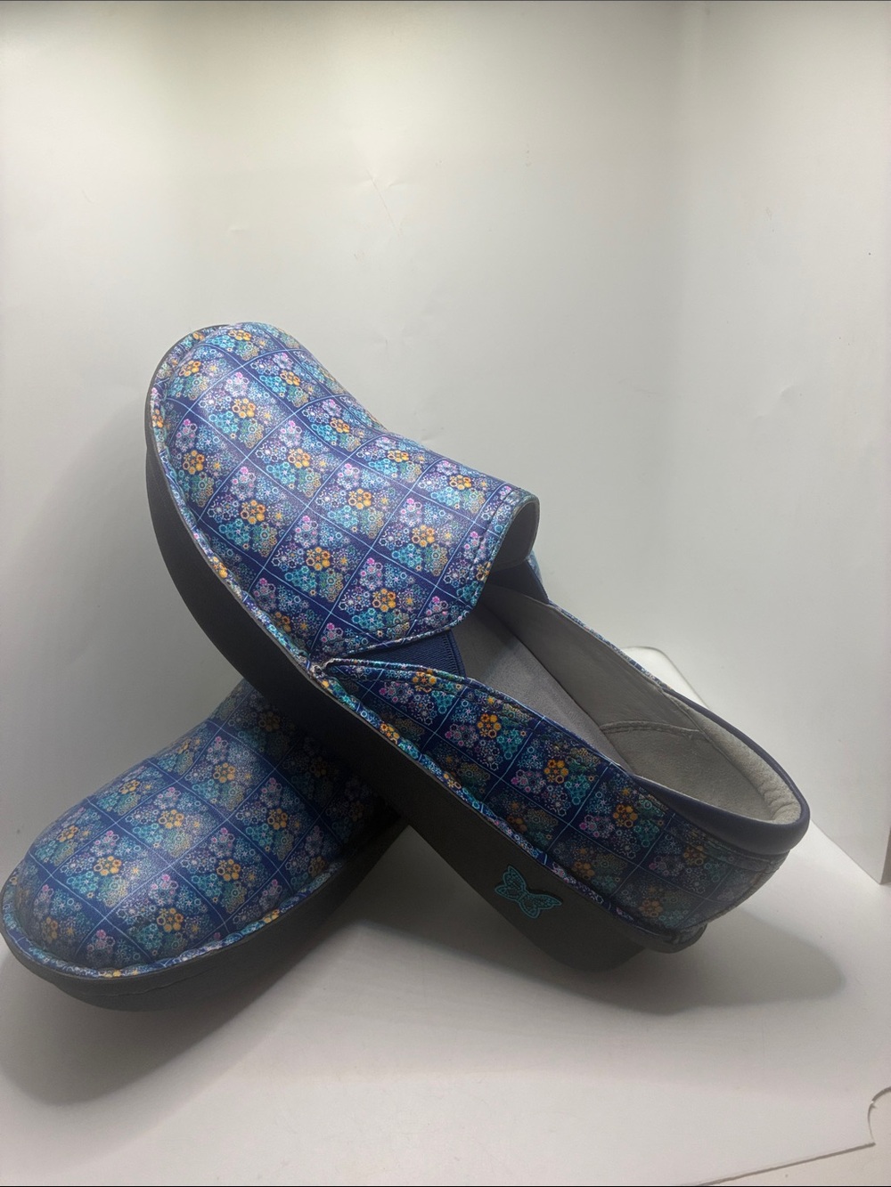 ALGERIA DEBRA BLUE MOSIAC COMFY LEATHER SHOE
